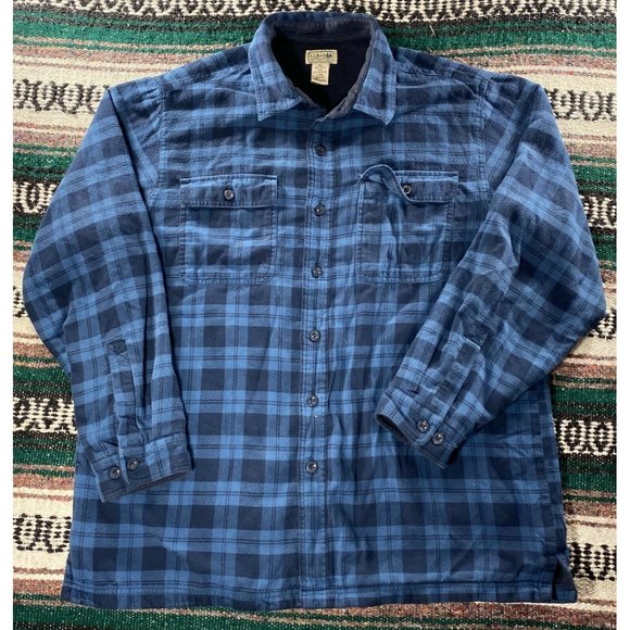 L.L. Bean Other - SIZE LARGE LL Bean Plaid Flannel Sherpa Lined Long Sleeve Shirt Jacket AJ15